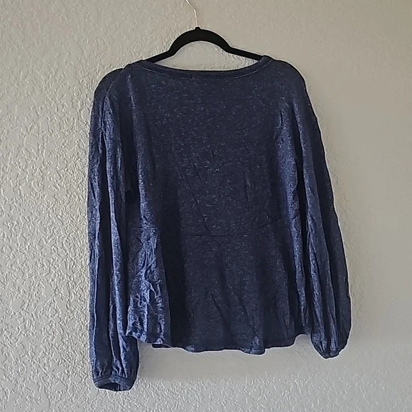 Altar'd state denim blue colored sweatshirt with peplum high low hem - Picture 2 of 4